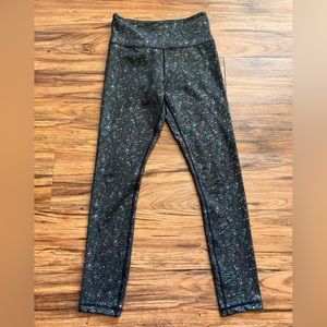 ZYIA Black Rainbow Splatter Leggings size 2 Pocket Light n Tight